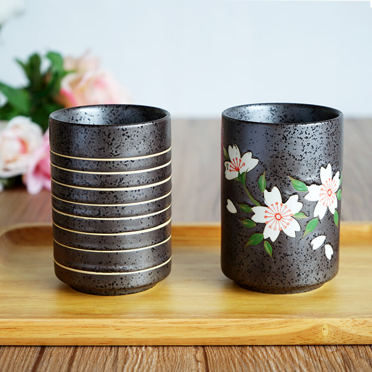 非非小筑 日式手绘陶瓷 黑砂釉 直身杯 水杯 茶杯