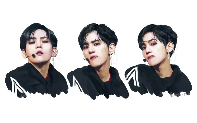 伯贤 Monster 허거덕 대존엄 하피.화채.리버그리다메릴.RUSH.포크.GREED《EX'ACT》是韩国男子组合EXO发行的第三张正规专辑。将于2016年6月9日公开。其中包含双主打曲《Monster》和《Lucky One》。手绘