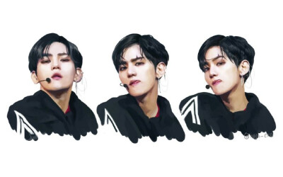 伯贤 Monster 허거덕 대존엄 하피.화채.리버그리다메릴.RUSH.포크.GREED《EX'ACT》是韩国男子组合EXO发行的第三张正规专辑。将于2016年6月9日公开。其中包含双主打曲《Monster》和《Lucky One》。手绘