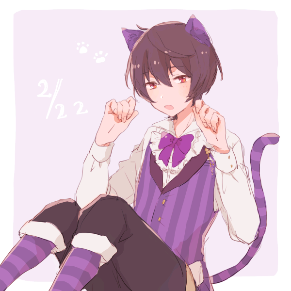 沐湷搬运偶像梦幻祭 朔间凛月 猫耳 少年 男子 帅气 可爱 治愈 软萌