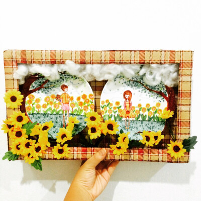 #ＤＩＹ #手工 #插画 #简单小礼物 #向日葵sunflower #hollowware art #Art #盘艺