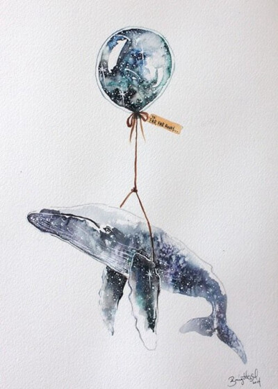 气球和小动物私奔了……一组来自插画师Brigitte May的幻想风小动物水彩画图片，温暖而治愈，希望你喜欢。
