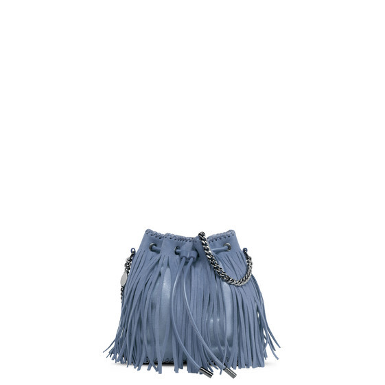 DUCK BLUE FALABELLA FRINGED BUCKET BAG，EUR 930