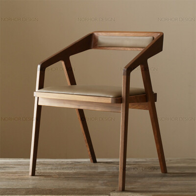 简约现代多功能餐厅餐椅靠背椅子书桌椅实木扶手椅原木家用办公椅