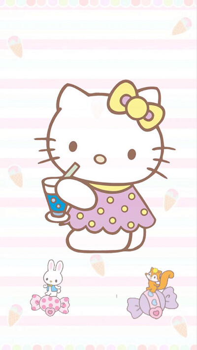 自创的helloKitty手机壁纸哦，萌坏了，分享给你们。喜欢拿图点赞哦。么么哒