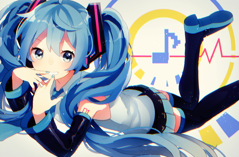 【id=57430767 画师：駒鳥うい 标题：にんまり】初音未来，miku，V家，VOCALOID，P站，少女，动漫，插画，同人，可爱