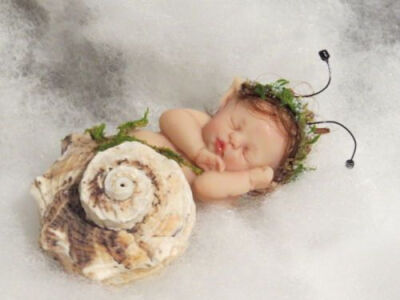 OOAK POLYMER CLAY BABY SNAIL In REAL SHELL! MINIATURE MERMAID FAIRY
INTEREST!: