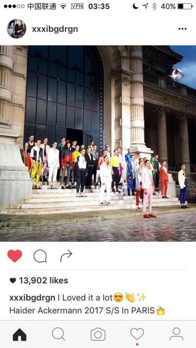 GD INS 配字：I Love it a lot✨
Haider Ackermann 2017 S/S In PARIS 