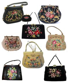 Vintage needlepoint purses