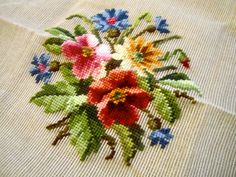 Needlepoint canvas large with partial finished by happykristen, $25.00