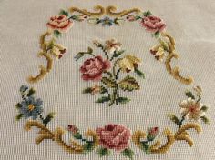 Vtg 23x23 PREWORKED Needlepoint Canvas by Magnoliawonderworld, $19.99