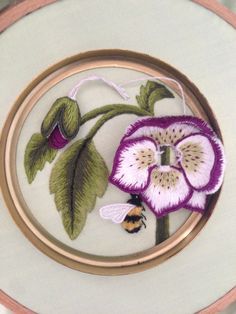 Winter rose and bumble bee by Susan Porter from embellish embroidery