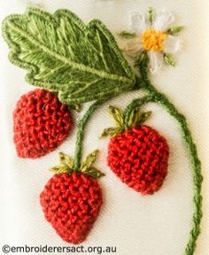 Strawberries from Jane Nicholas Mirror 2 stitched by Lorna Loveland