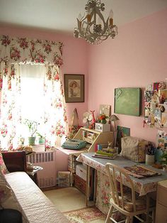 Beautiful Sewing Space. Love Love the curtains.