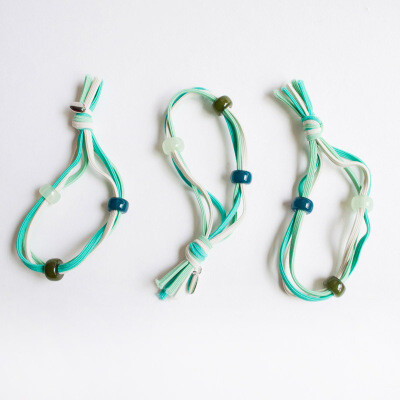 【绿】薄荷绿色系 三层串珠打结头绳发圈 还可以当手链哟~