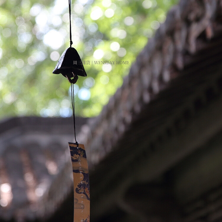 日本岩手南部铸铁风铃 龙胆花复古铁器铃铛 日式和风寺庙祈福挂饰