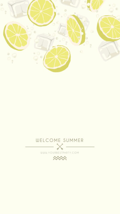 壁纸，柠檬系列，柠檬，水果，夏天，清凉，简约，小清新，文艺，可爱，黄色，冰块