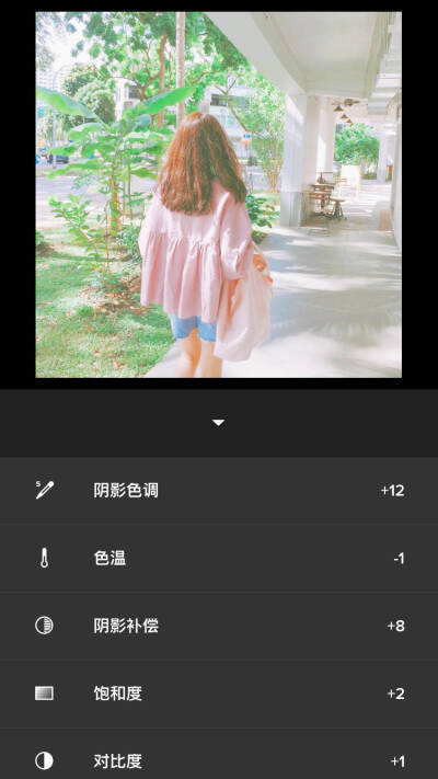 VSCO 夏日田园风调色步骤：滤镜E1+12曝光补偿+2对比度+1饱和度+2阴影补偿+8色温-1阴影色调（绿）+12学走收藏点赞by顾白<楠衤>