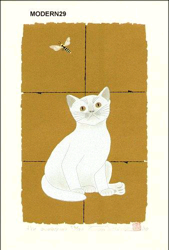 西田忠重的猫。西田忠重（1942 – ），日本版画艺术家，1942年出生于鹿儿岛，毕业于千叶大学，猫是他最主要的创作主题……