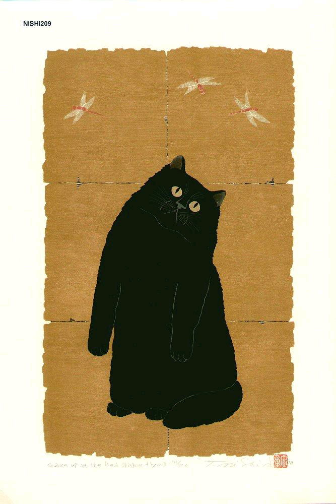 西田忠重的猫。西田忠重（1942 – ），日本版画艺术家，1942年出生于鹿儿岛，毕业于千叶大学，猫是他最主要的创作主题……