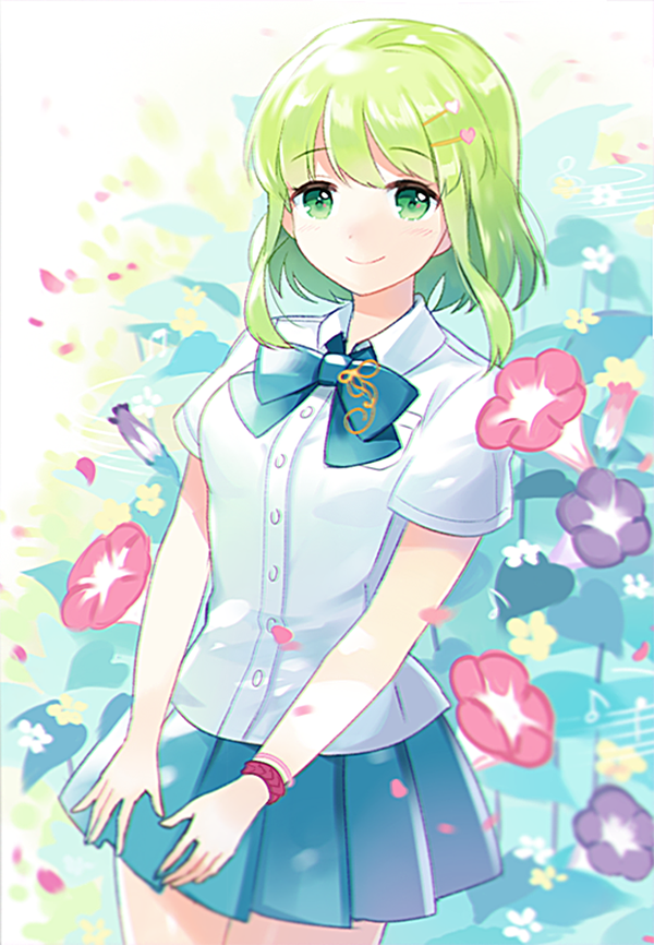 【id=57588357 标题：GUMI誕 画师：apring】GUMI，Megpoid，V家，VOCALOID，制服，牵牛花，P站，少女，插画，可爱，动漫