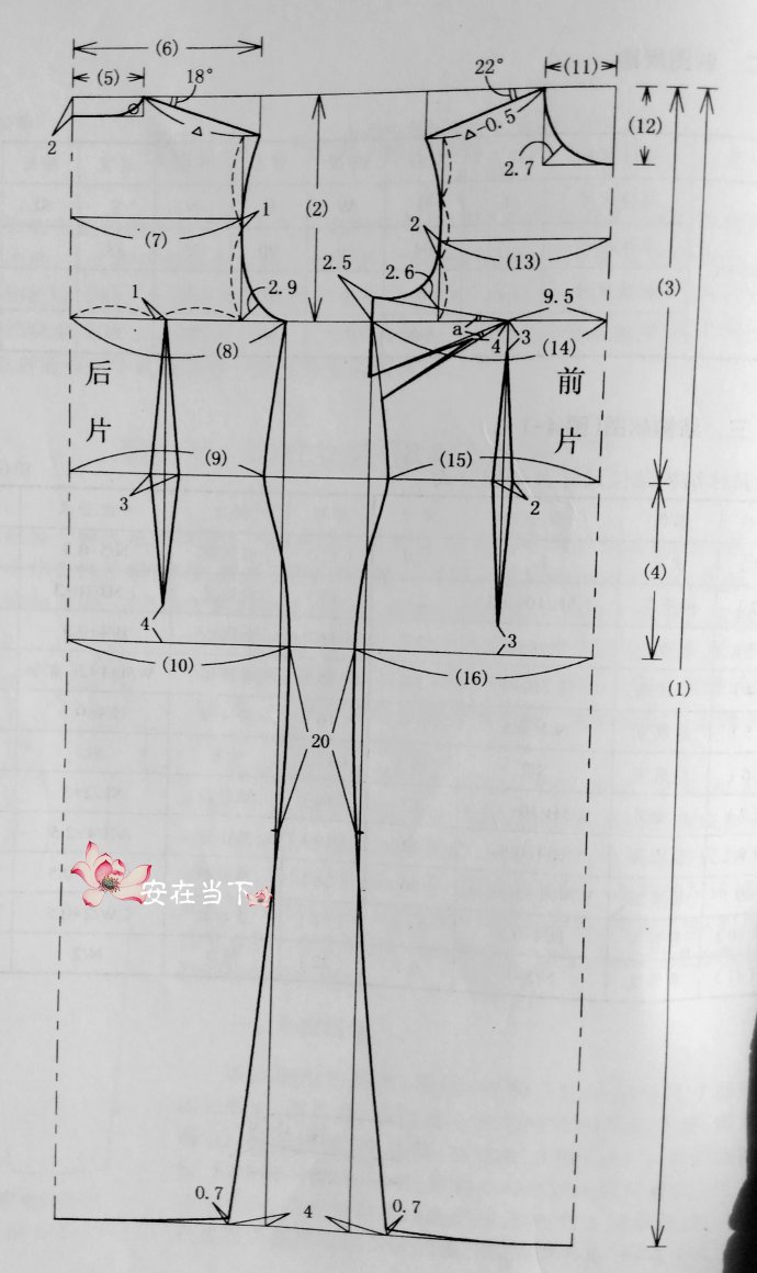 中式改良连身裙裁剪图。