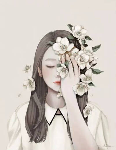 恬静的女孩与花｜韩国插画师 Choi Mi kyung