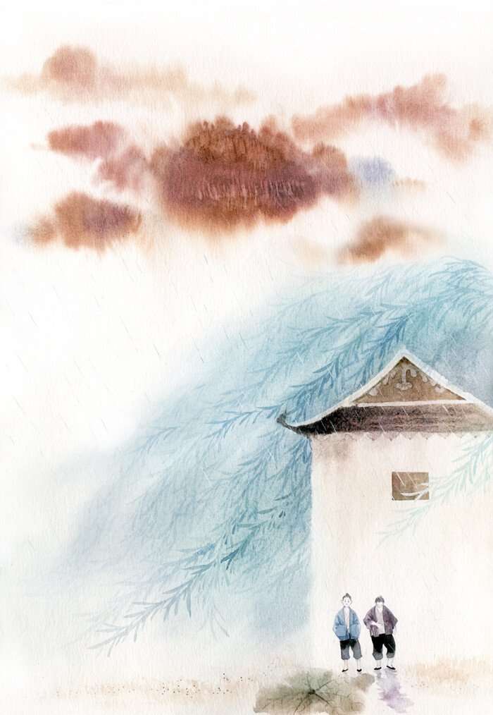 作者桃年古风素材落雨