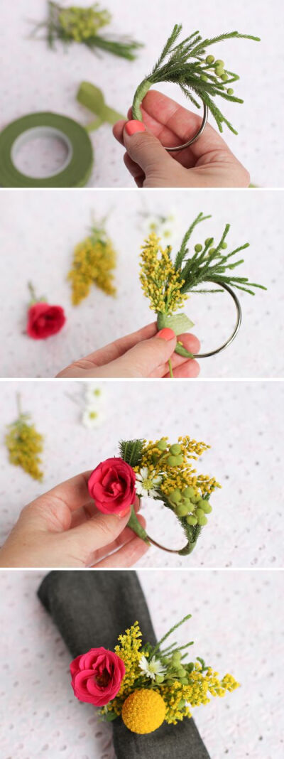 Fresh flower napkin ring how-to. DIY