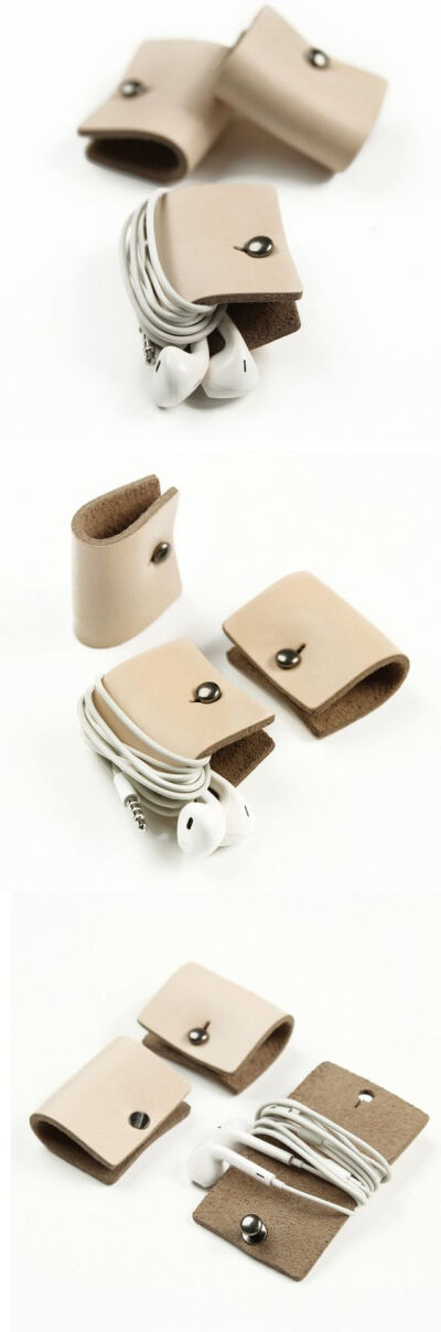 Leather Earphone Headphone Organizer with Snap /MillionBag
