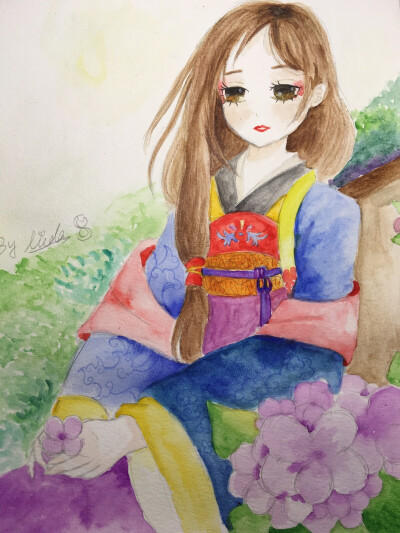 手绘 水彩 古风美人