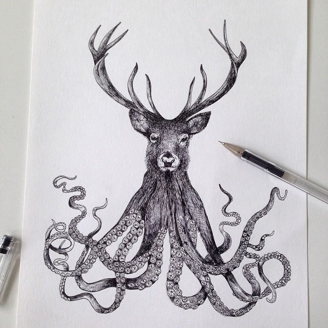 艺术家Alfred Basha的手绘插画