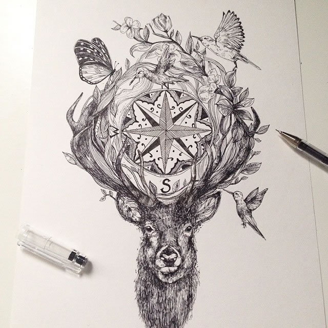 艺术家Alfred Basha的手绘插画