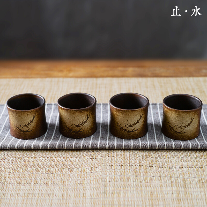 止水·粗陶茶器 日式 家用 茶道 茶杯