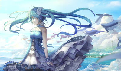 初音未来 绘师：白宇宙 本作品pixiv id=57671238