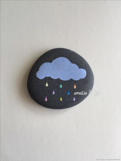 一朵雨做的云，手绘石头画
