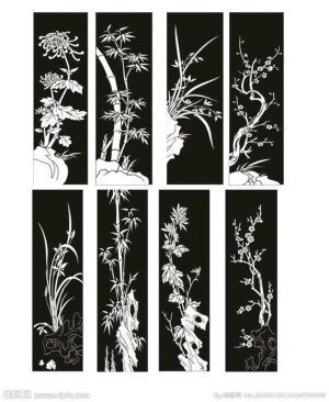 #橡皮章素材#黑白稿#梅兰竹菊#