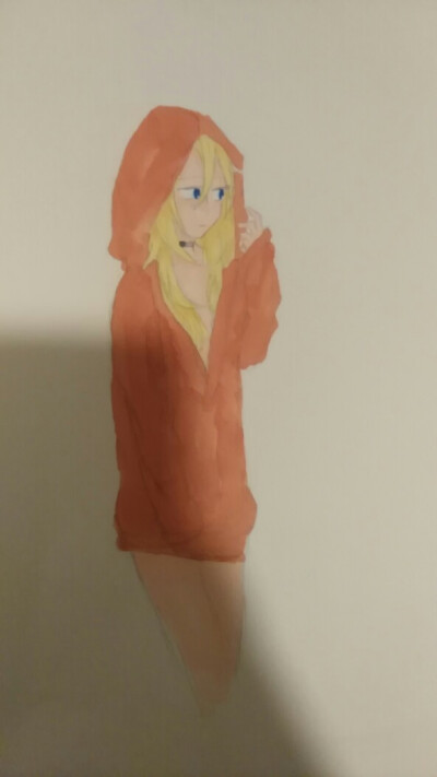 一个傻掉的拿着马克笔画画的女孩