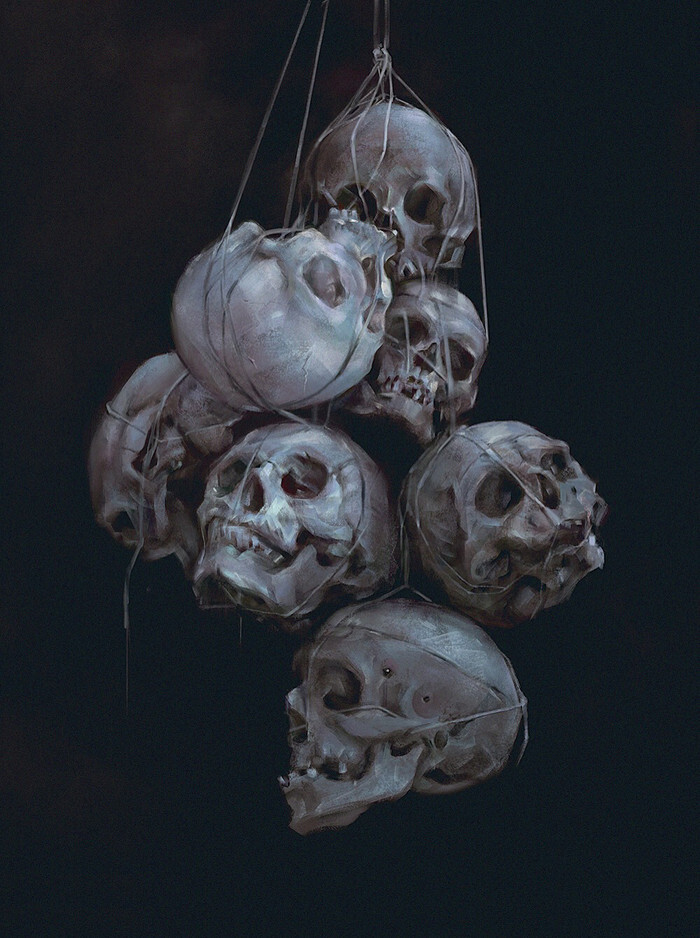 skulls 骷髅头 油画 插画 PS 绘画 色彩 撞色 壁纸 欧美 头像 色彩 颜色 写实 质感 厚涂 图源/涂鸦王国-成小布
