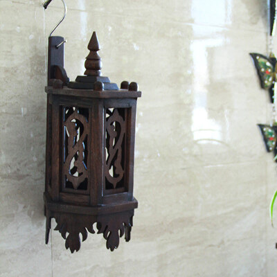 东南亚壁灯泰国工艺品泰式装饰壁挂壁饰四面镂空复古灯木雕灯具饰