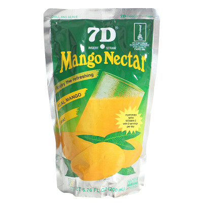 菲律宾进口果汁饮料 7D芒果汁200ML 纯果汁饮料 清凉饮料