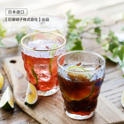 日本进口透明玻璃酒杯对杯 浮雕葡萄刻花杯子水杯石塚硝子情侣杯