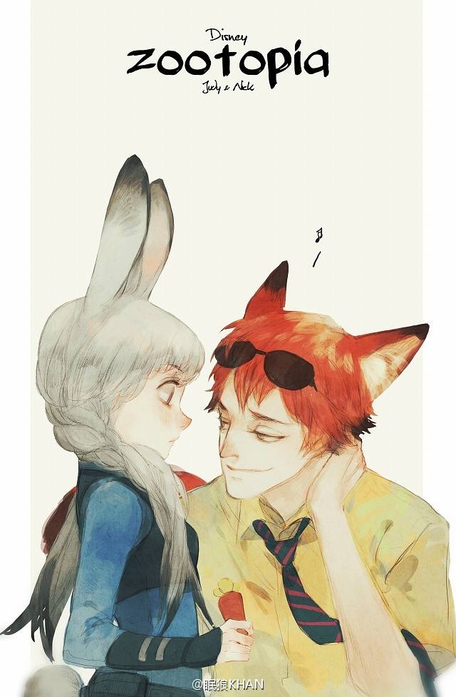 #疯狂动物城# #Zootopia# #Nick# #Judy# 狐兔CP 拟人