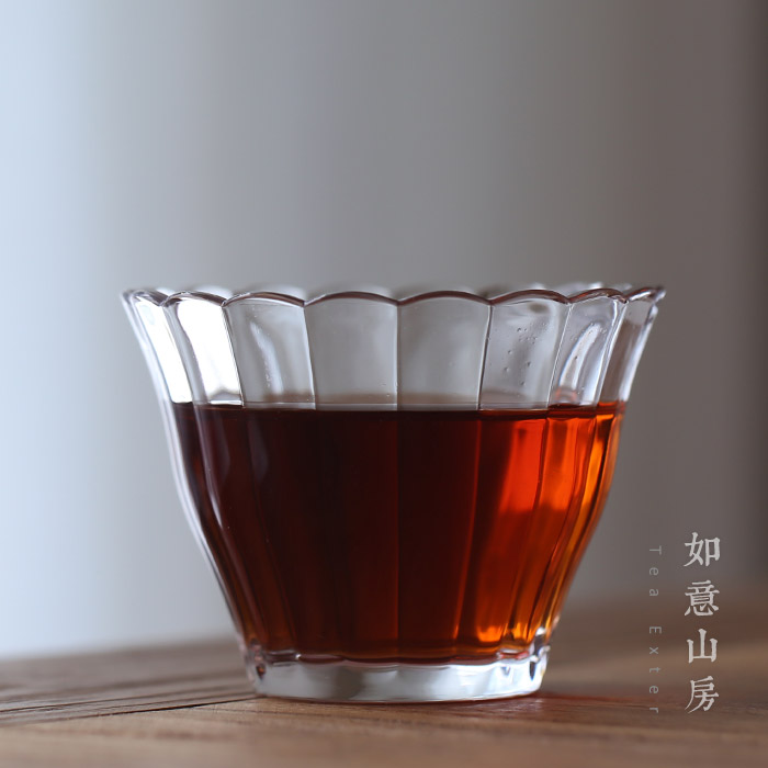 日本 手工花口 耐热玻璃杯 花瓣 大茶杯 茶道杯子 如意山房