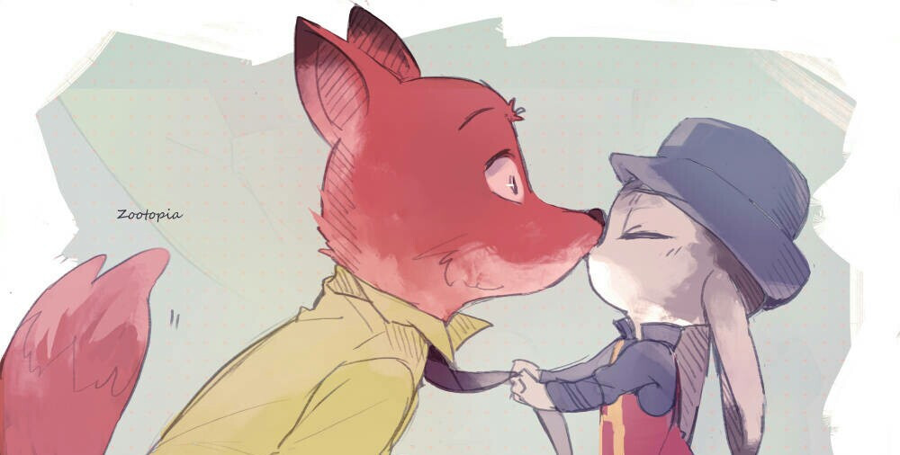 #疯狂动物城# #Zootopia# #Nick# #Judy# 狐兔CP kiss