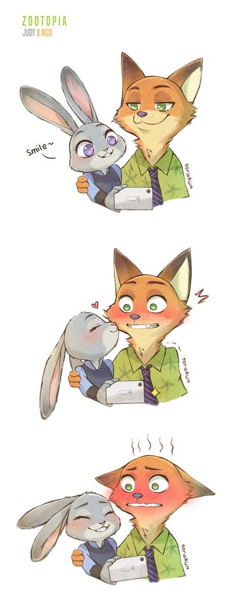 #疯狂动物城# #Zootopia# #Nick# #Judy# 狐兔CP shyNick