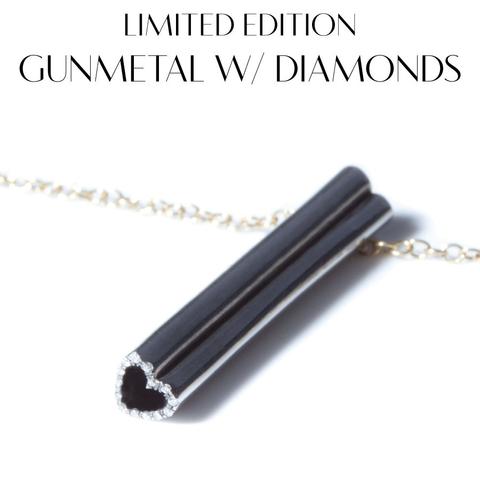 Gunmetal w/ Diamonds HEART NECKLACE