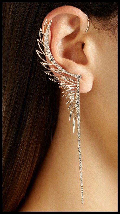 Cristina Ortiz 9-karat rose gold diamond large ear cuff.