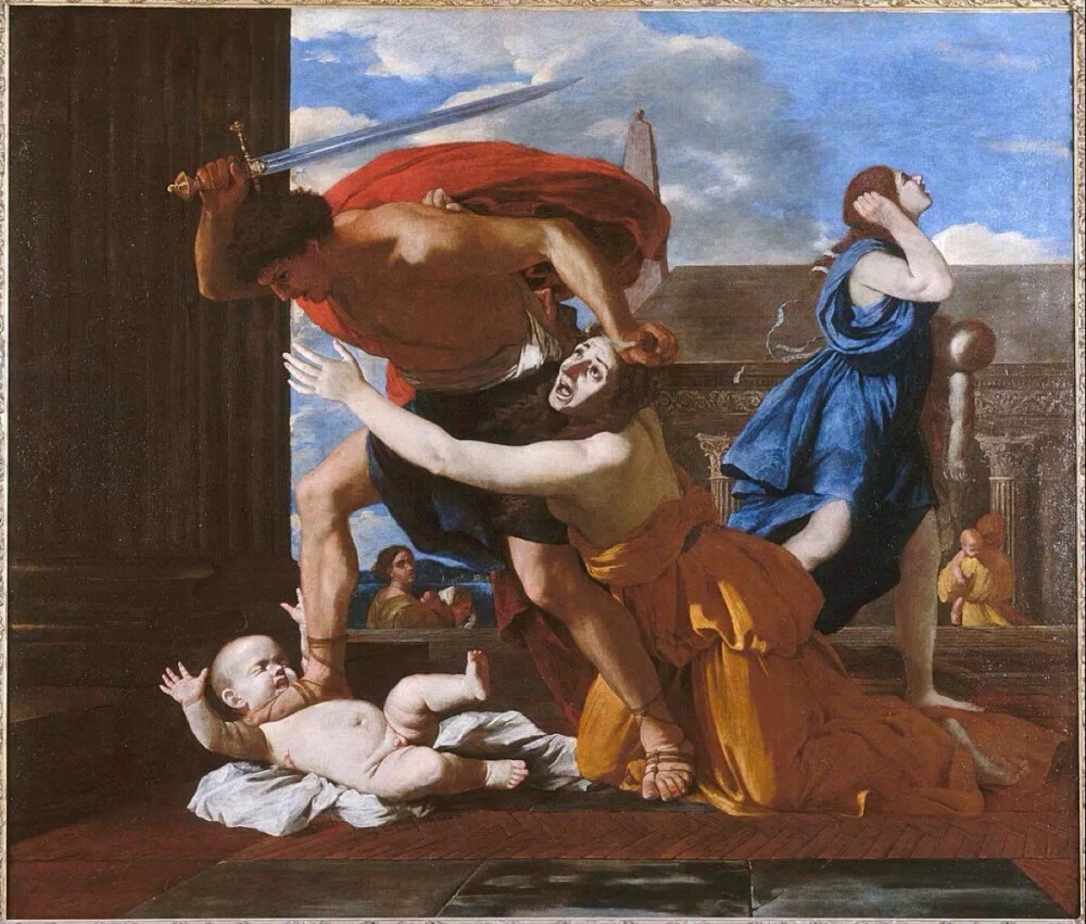 法国古典画家普桑（Poussin) 的作品，这是著名的《屠杀无辜者》