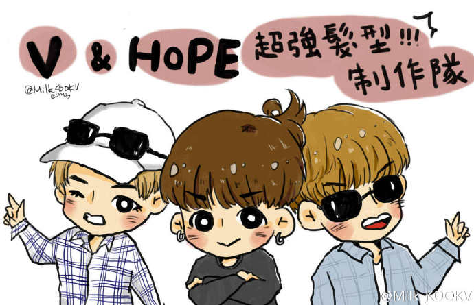 #V# #JungKook# #J-Hope# 時尚時尚最時尚！就讓 V & HOPE造型團隊為您打造最時髦的造型！整個機場就是您的伸展台！【吃了貓餅